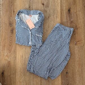 Eberjey Blue and White Polka Dot Pajama Set